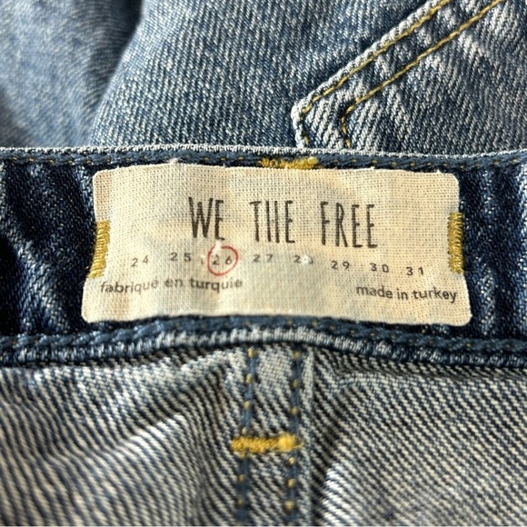We The Free Button Fly Denim Jean Skirt Blue Distressed Size 26 - Picture 2 of 6